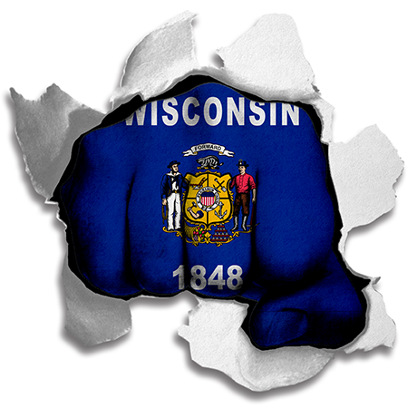 Fist Wisconsin State Flag Logo iron on paper